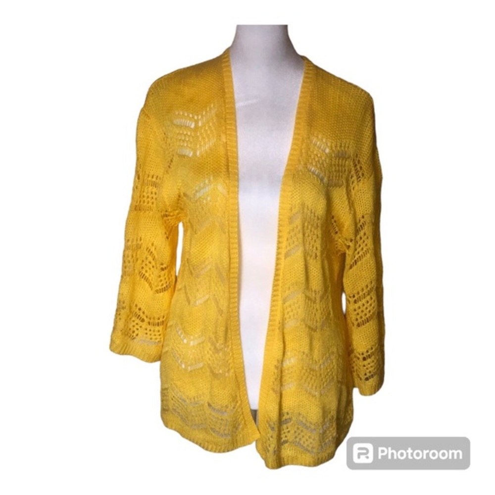 Joseph A Open Front Knit Cardigan Sweater | Size S | Sunburst Yellow